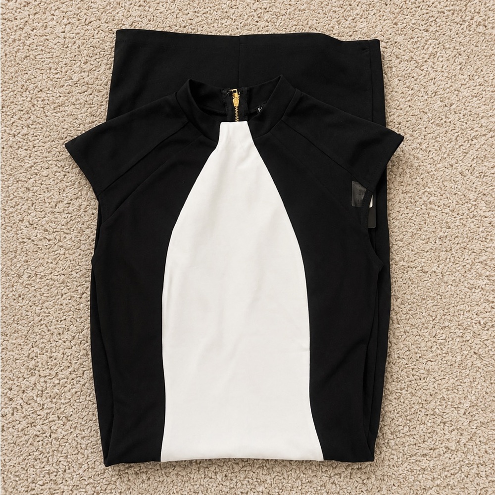 Black & White Cap-Sleeve Shell Top